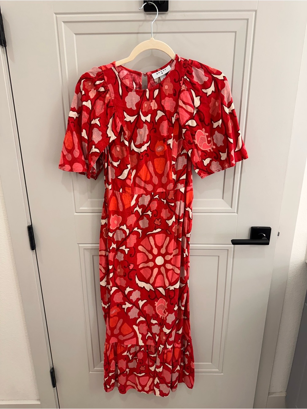 RHODE for Target Red and Pink Floral Midi Dress
